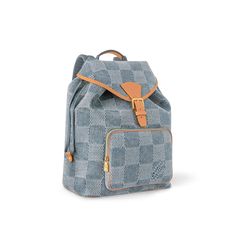 LOUIS VUITTON® - Montsouris Backpack - Blue Luxury Blue Standard Backpack, Luxury Blue School Backpack, Designer Blue Standard Backpack, Luxury Blue Backpack For Everyday Use, Luxury Blue Backpack For Everyday, Luxury Blue Everyday Backpack, Luxury Blue School Bag, Designer Blue Backpack For Daily Use, Louis Vuitton Montsouris Backpack