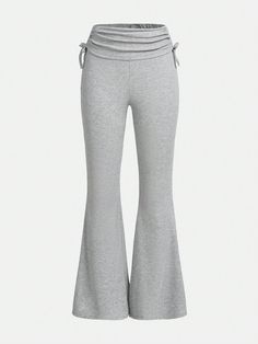 Gris Casual Collar  Tissu tricoté Unicolore Pattes d'éléphant Embellished Extensibilité légère Shein Pants, Flared Pants, Teen Pants, Pants Png, Designer Bottoms, Light Grey Leggings, Flared Leggings, Cute Pants, Everyday Fashion Outfits