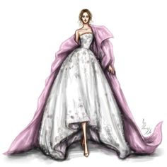 a drawing of a woman in a wedding dress