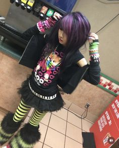 @fcknicotinexox Neon Scene Outfits, Pastel Scene Outfits, Scene Fashion Aesthetic, Scean Girls Outfits, Scenmo Outfits, Red Scene Outfits, 2000 Scene Fashion, 2000s Scene Outfits, Early 2000s Alternative Fashion