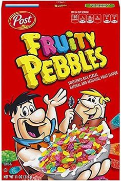 a box of fruity pebbles cereal