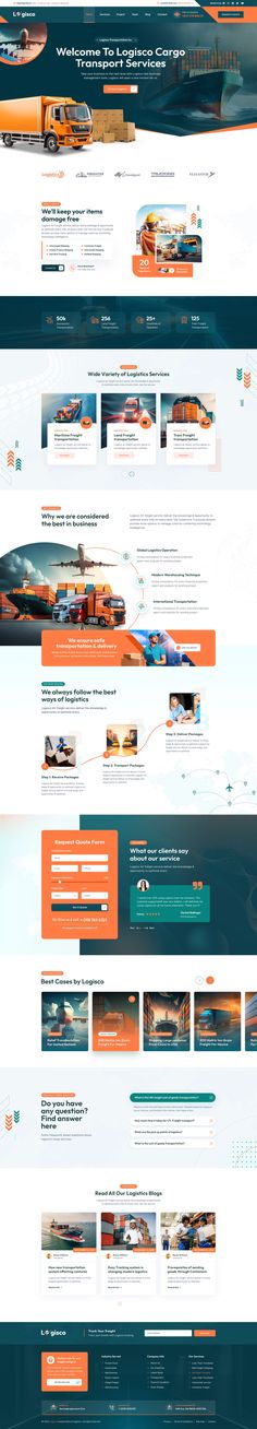 Logisco - Transportation & Logistics Business Figma Template Web Site Design Creative, Web Design Modern, Logistics Business, Transportation Logistics, Logistics Design, Transport Logistics, Ui Design Principles, Minimalist Web Design