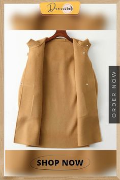 Effortless and Classy General Jacket Lapel Collar Vest For Spring, Brown Vest Outerwear For Fall, Fall Brown Vest Outerwear, Stand Collar Vest For Workwear In Fall, Chic Vest With Lapel Collar Outerwear, Winter Workwear Vest With Stand Collar, Women Collection, Your Style, High Quality