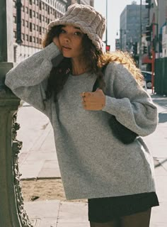 Ryanna Sweater Grey Grey Sweater Women, Chunky Oversized Sweater Outfit, Oversized Grey Sweater Outfit, Light Gray Outfit, Grey Knit Sweater Outfit, Light Grey Sweater Outfit, Grey Pullover Outfit, Gray Sweater Outfit, Big Sweater Outfit