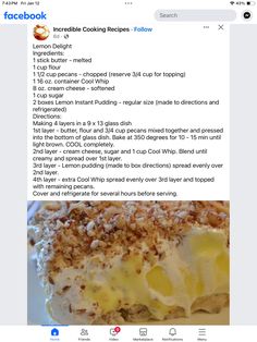 an image of a recipe on facebook with the caption's description below it