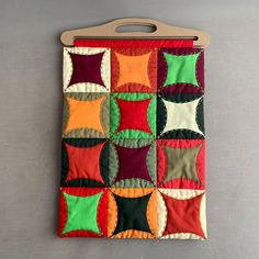 A fabulous little handmade cotton quilt top handle bag. in bright cottons with a plastic handle. fully lined. A great little bag to hold your knitting or embroidery . Quilted Top, T Lights, Christmas Post, Top Handle, Cotton Quilts, Quilt Top, Tea Light Holder, Textile Design, Patchwork Quilts