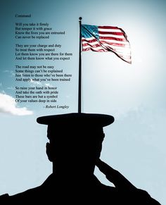 the silhouette of a man saluting an american flag