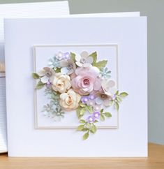 a close up of a card with flowers on it