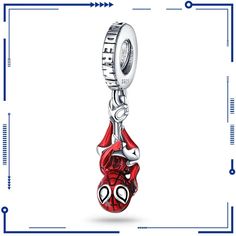 Are you a fan of Spider-Man, the friendly neighborhood hero? If so, you will love this hanging Spider-Man charm, inspired by the Marvel comics and movies. This charm features a detailed design of Spider-Man in his iconic red and blue suit, swinging from a web. The charm is made of sterling silver and enamel, and has a lobster clasp that can be attached to any bracelet or necklace. Sterling silver and enamel Lobster clasp Spider-Man design Why buy this charm? This charm is a perfect gift for any Spider-Man lover, or for yourself if you want to show your admiration for the web-slinger. You can wear it with any outfit, and it will add a touch of fun and adventure to your look. Plus, you will be supporting a good cause, as a portion of the proceeds from this charm goes to the Spider-Man Founda Cute Pandora Charms, Pandora Charms Love, Pandora Bracelet Charms Ideas, Pandora Original, Diy Jewelry Gifts, Charms Pandora, Bracelet Pandora, Pandora Bracelet Charms, Charm Beads