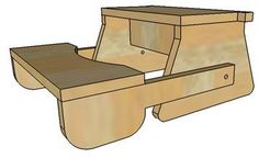 a wooden bench that is made out of plywood and has two drawers on each side