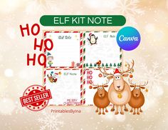 the reindeers are lined up with christmas themed notes