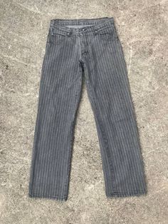 Japanese brand Style MFE Striped Faded Ash Grey Vintage Jean Rocker Streetwear Straight Leg W30x30.5 Inch Hysteric Glamour Inspired *Good used condition Actual measurement: Waist : 30 inch Inseam : 30.5 inch Outseam : 40 inch Front rise :10.5 inch Hip : 20 inch Thigh : 11.5 inch Knee : 9.5 inch O.Leg : 8.5 inch *Make sure your size is Correct *No return and refund. SHIPPING : ✅The package will be ship via "DHL Express or Fedex express" *Please leave your phone number for shipping purpose/courier Pinstripe Jeans, Japan Store, Jean Vintage, Hysteric Glamour, Fedex Express, Grey Jeans, Ash Grey, Vintage Jeans, Dhl Express