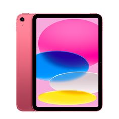 the new ipad air is shown in pink, blue and yellow colors on a white background