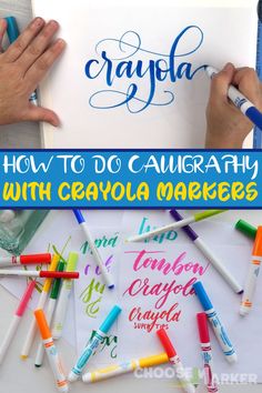 how to do calligraphy with crayons and marker pens for beginner's