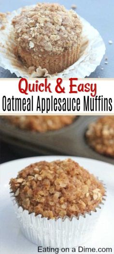 delicious oatmeal applesauce muffins with text overlay