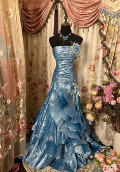 Sea Prom Dress, Ocean Prom Dress, Under The Sea Prom Dress, Prom Dresses 8th, Prom Dresses 8th Grade, Under The Sea Prom, Under The Sea Dress, Brown Prom Dress, Blue Satin Prom Dress