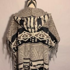 Perfect For The Winter Time, Brand New Only Worn Once! Cozy Knit Outerwear With Fair Isle Pattern, White Knitted Winter Outerwear, White Knitted Outerwear For Winter, Cozy Warm White Cardigan, Casual Knit Sweater Coat With Fair Isle Pattern, Casual Fair Isle Knit Sweater Coat, Cozy Knit White Outerwear, White Knit Winter Outerwear, Cozy Fit White Knit Outerwear