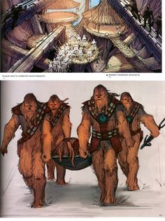 an image of two different scenes in the same scene, one with giantfoots and another with bigfoots