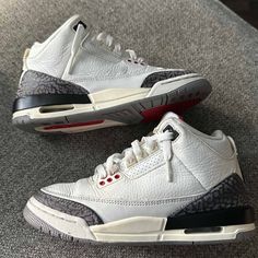 Used But Still In Great Condition. 100% Authentic. Message For Any Questions Jordan 3 Outfit Women, Jordan 3 Outfit, Jordan 3 White Cement, White Cement, Shoes Jordan, Jordans Women, Modern Shoes, Womens Jordans, Jordan 5