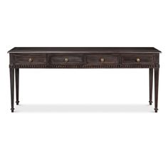 an antique console table with three drawers on one side and two small drawers on the other