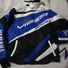 Limited Edition.. Brand New, Nvr Worn. The Tags Are Attached. Blue And White Bikers Jacket. Authentic And Heavy Duty. Men's Size L Blue Racing Jacket, Blue Techwear, Biker Jackets, Biker Clothes, Biker Aesthetic Outfits, Blue White Outfit, Vintage Racing Jacket, Racer Jackets, Nascar Jacket