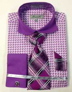 Lilac Purple Dress Shirt Men, French Cuff Dress Shirts Men, Luxury Semi-formal Dress Shirt With Cuffs, Tailored Button-up Dress Shirt With Button Cuffs, Luxury Button-up Dress Shirt With Button Cuffs, Collar Bar, French Cuff