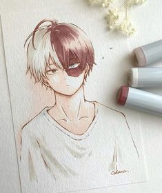 Anime Sketch Todoroki, Mha Todoroki Fanart, Aesthetic Anime Sketch, Todoroki Fanart Cute, Drawing Todoroki, Todoroki Drawing