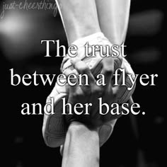 an image of a person holding a soccer ball on their feet with the caption that reads, the trust between a flyer and her base