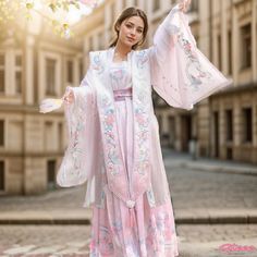 Qteee - Classical Avian Floral Embroidered Cardigan with Coordinated Cami and Skirt Chinese Empress Dress, Imperial Aesthetic, Empress Dress, Chinese Empress, Chinese Outfits, Blossom Embroidery, Embroidery Cardigan, Traditional Asian Dress, Fashion Illustration Tutorial