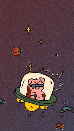 an image of a cartoon character floating in space