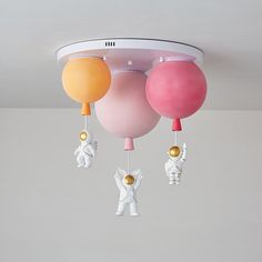 some balloons are hanging from the ceiling