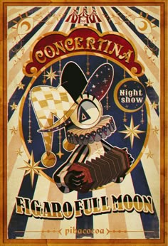 the concert poster for person's high school show, which features an image of a clown