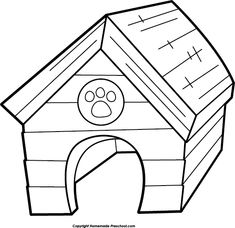 a dog house with a cat's paw on the door and a cross at the top