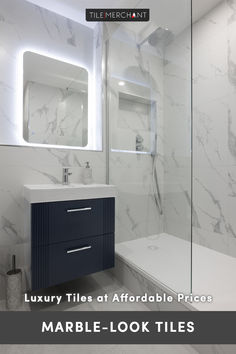 Marble porcelain tiles installed on wall and floor bathroom in Ireland Dormer House, Marble Shower Tile, Garden Design London, Showers Bathroom, Shower Area, Marble Look Tile