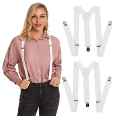 PRICES MAY VARY. Durable Y back suspenders: this suspender set is made of 75% polyester and 25% rubber mixed material, connected with quality leather, fitted with 3 strong metal clips, stretchable, fashionable and sturdy for wearing. The clips grip well. Nice addition to your outfit. One size fits all elastic suspenders: each size of this adjustable Y strap is about 1 inch in width and 39.37 inch in length( before stretching), approx 65 inches in total after stretching, high elasticity makes it Wedding Halloween, Suspenders Set, Halloween Costume Accessories, Black Clothing, Halloween Accessories, Halloween Wedding, Suspenders, Costume Accessories, Stretching