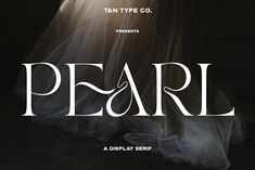 the word pearl is written in white on a black background with an image of a woman's dress