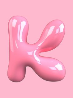 the letter k is made up of shiny pink material