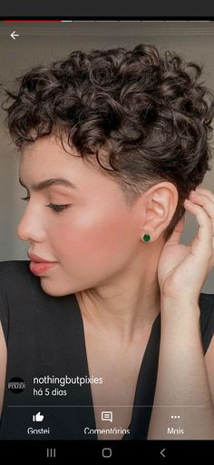 Undercut With Highlights, Curly Pixie With Shaved Sides, Undercut Pixie Haircut Curly, Curly Pixy Haircut, Curly Pixie Shaved Sides, Short Curly Undercut Women, Very Short Hair Curly, Super Short Curly Haircuts, Perm Pixie Haircut