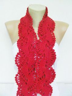 🔘 Crochet scarf, Red Long Scarf, Woman Scarf, Winter Scarf ATTENTION! 🔘 If you buy any 3 scarves, crochet necklace, turban hat, gloves or hats, you can choose extra any item from my shop as gift. The item you choose, should not cost more than 12.99 USD! Do not purchase the item that you choose. Just send the link or photo as message to me. If you not choose a free item, we are going to ship you any item that we choose for you... 🔘 If you buy 3 or more items we are going to sent your package v Scarves Crochet, Christmas Scarf, Turban Hat, Long Scarf, Free Items, Red Christmas, Winter Scarf, Crochet Scarf, Womens Scarves