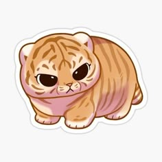 a little tiger with big eyes and a pink blanket on its back sticker is shown