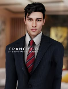 a man in a suit and red tie