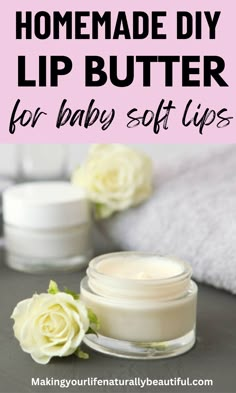 Homemade diy lip butter Whipped Lip Butter, Lip Moisturizer Diy Homemade, Lip Butter Balm, Diy Natural Lip Balm, Diy Lip Oil Recipe, Diy Honey Lip Gloss, Lip Butter Diy, Easy Homemade Lip Balm, Lip Butter Recipe