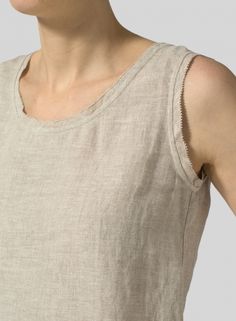 Linen Semi-fitted Sleeveless Tank Top Linen Tank Top Pattern, Tank Top Pattern, Linen Tank Top, Linen Tank, Embroidery Details, Wash Bags, Sleeveless Tank Top, Top Pattern, Sleeveless Tank