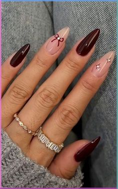 Autumn Nail Ideas 2024, Not Girly Nails, Nail Arrow Design, Red Style Nails, Nails Design Red And Black, Nail Art On Gel Nails, Star And Bow Nails, Fall Nails Ballerina Shape, Cool Nails 2024