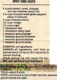 the recipe for spicy chili sauce