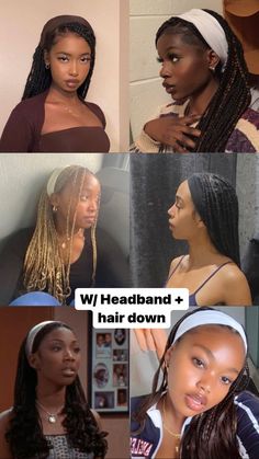 Hairstyles f/ Braids Box Braids With White Beads, School Box Braids Hairstyles, Headband And Braid Hairstyles, How To Style Braids With Headband, Headband Hairstyles Box Braids, Headbands For Braids Black Women, Headband And Braids Black Women, Box Braid Headband Hairstyle, Braids For Black Women Shoulder Length