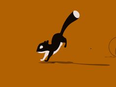 a black and white cat chasing a tennis ball on an orange background with the word's logo below it