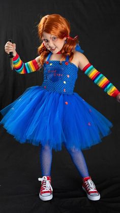 Chucky Halloween Costume, Chucky Costume, Kid Costumes, Light Up Dresses, Horror Costume, Blue Halter Top