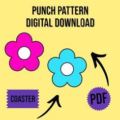 the punch pattern is shown with two flowers on it and an arrow pointing to each other