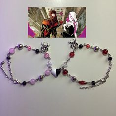 Spiderman Miles Morales and Gwen Stacy Matching Beaded Bracelets Pair Y2k Couple Bracelets Gift For Spiderman Miles Morales And Gwen, Gwen Stacy Bracelet, Anime Jewellery, Miles Morales And Gwen Stacy, Spiderman Bracelet, Miles Morales And Gwen, Miles Morales Gwen Stacy, Y2k Couple, Bracelets For Him